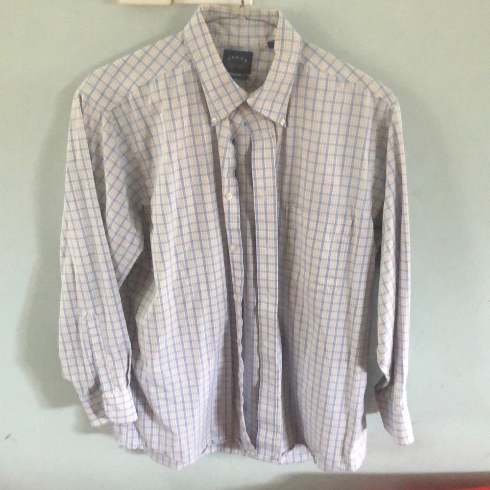 Men's Blue Checkered dress Shirt Eagle shirt makers. 17 32/33